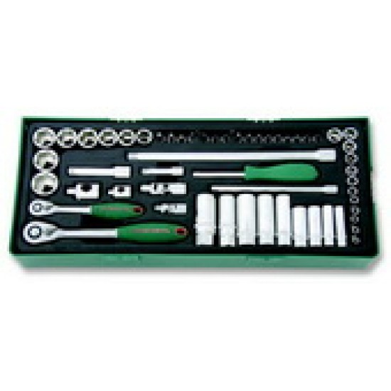 Tálcás crovakészlet  57 darabos készlet 1/4"- 3/8"