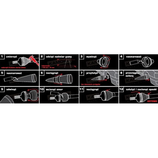 Féltengely gumiharang felszerelő kúp